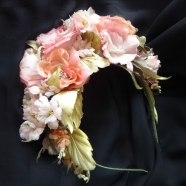ободок нарядный с цветами, цветы из шелка, цветы ручной работы из шелка