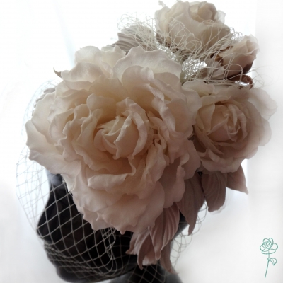 шляпка для невесты, цветы из шелка